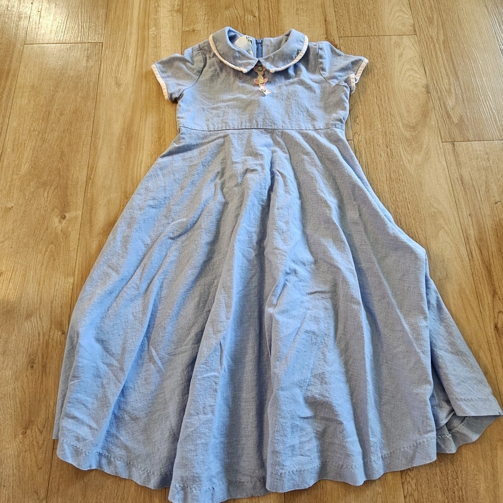 Vintage Two Turtle Doves by Sweet Potatoes Chambray‎ Sundress Girls 8